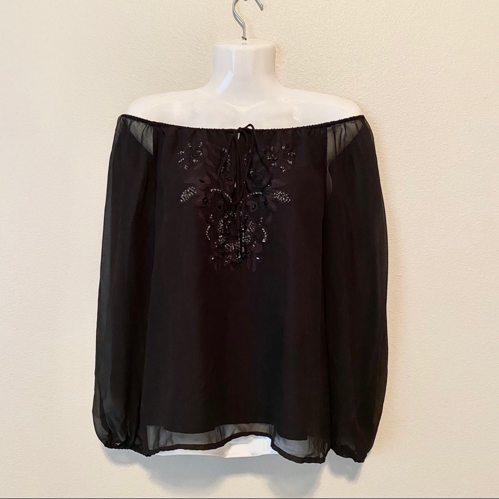 PETER NYGARD black embroidered blouse